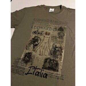 Leonardo da Vinci Vitruvian Man Art T-Shirt XL Painting Mona Made ITALY Sketch